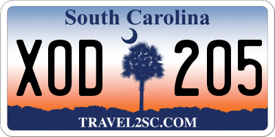 SC license plate XOD205