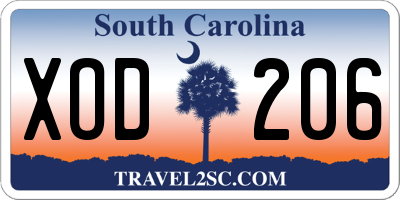SC license plate XOD206