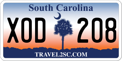 SC license plate XOD208