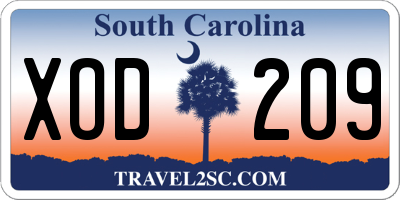 SC license plate XOD209