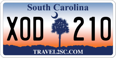 SC license plate XOD210