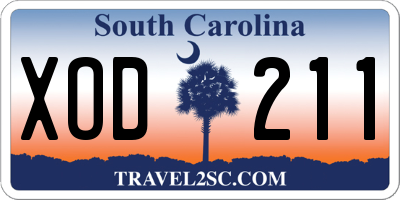 SC license plate XOD211