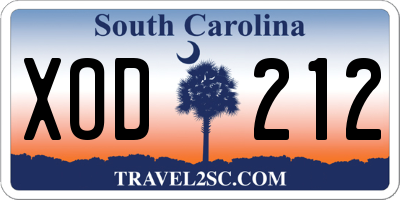 SC license plate XOD212