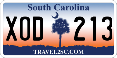SC license plate XOD213