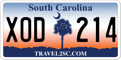 SC license plate XOD214