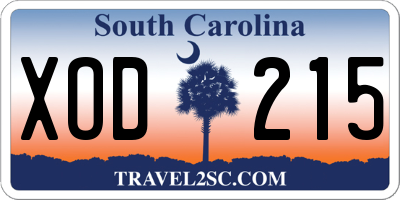SC license plate XOD215