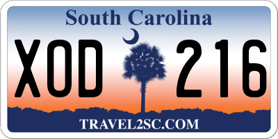 SC license plate XOD216
