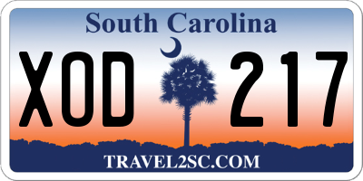 SC license plate XOD217