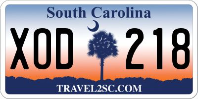 SC license plate XOD218