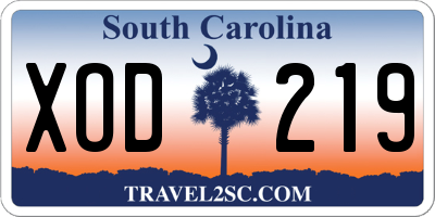 SC license plate XOD219