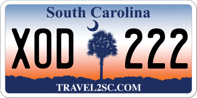 SC license plate XOD222