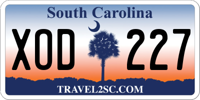 SC license plate XOD227