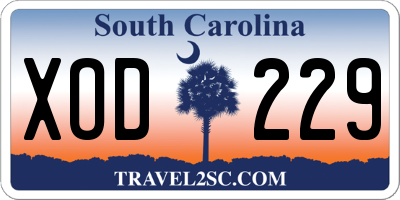 SC license plate XOD229
