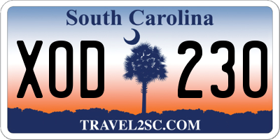 SC license plate XOD230