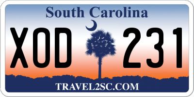 SC license plate XOD231
