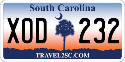 SC license plate XOD232