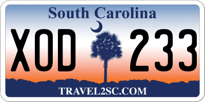 SC license plate XOD233