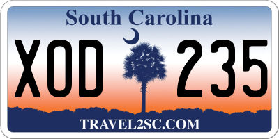 SC license plate XOD235
