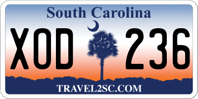 SC license plate XOD236