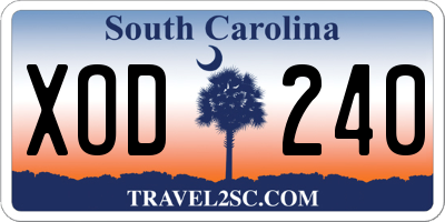 SC license plate XOD240