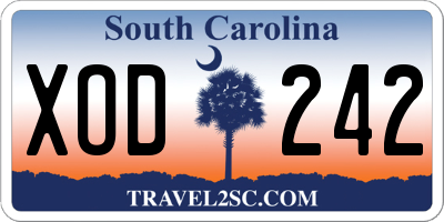 SC license plate XOD242