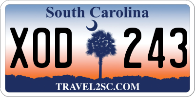 SC license plate XOD243
