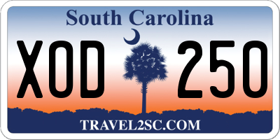 SC license plate XOD250