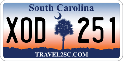 SC license plate XOD251
