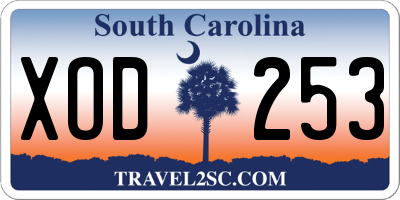 SC license plate XOD253