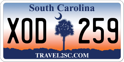 SC license plate XOD259
