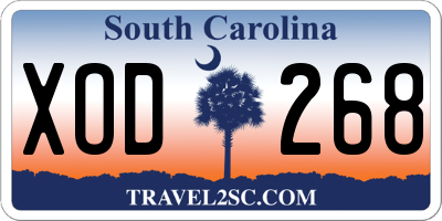SC license plate XOD268