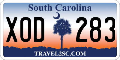 SC license plate XOD283