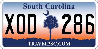 SC license plate XOD286