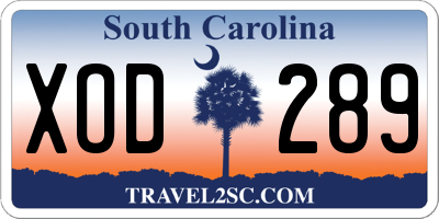 SC license plate XOD289
