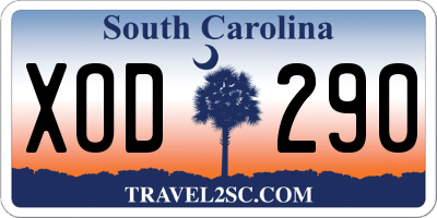 SC license plate XOD290