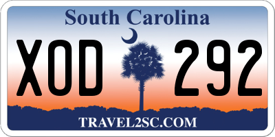 SC license plate XOD292