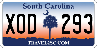 SC license plate XOD293