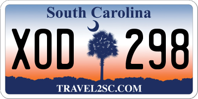 SC license plate XOD298