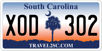 SC license plate XOD302
