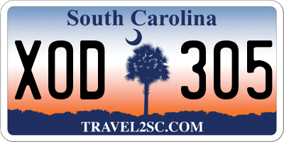 SC license plate XOD305
