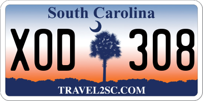 SC license plate XOD308