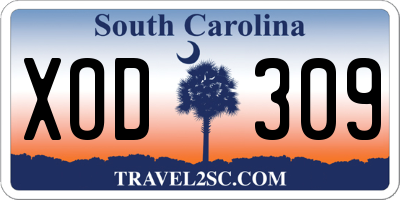 SC license plate XOD309