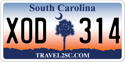 SC license plate XOD314