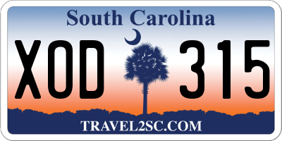 SC license plate XOD315