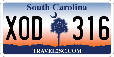 SC license plate XOD316