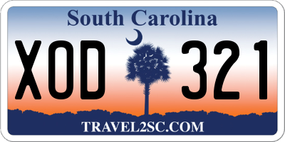 SC license plate XOD321