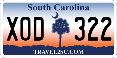 SC license plate XOD322