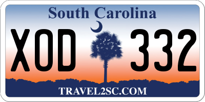 SC license plate XOD332