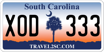 SC license plate XOD333