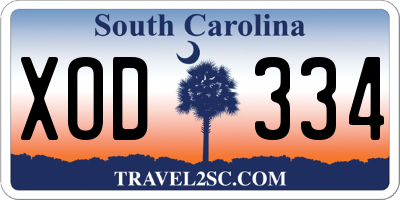 SC license plate XOD334